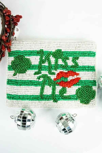 Monedero Artesanal Tradicional con Bordado de Cuentas, Estampado de Patrones Étnicos Tribales de la India, con Cierre de Cremallera - Product Image 3