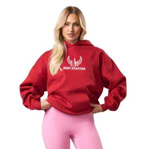 Sweat à capuche rouge pour femme, pull en polaire à manches longues, style décontracté streetwear, coupe ample, vêtement de mode pour tous les jours - Product Image 1