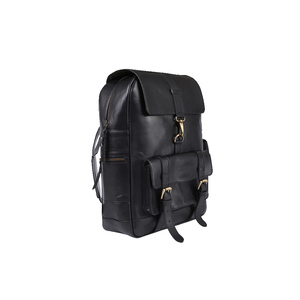Mochila de poliéster con paneles de diseño vintage, de cuero genuino, duradera, con cierre de cremallera, unisex, para uso diario y viajes, de 20 a 35 litros. - Product Image 4