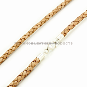 Premium 5mm Natural Round Bolo Braided Leather Cord Jewelry Leather String for Bracelet Making - Product Image 1