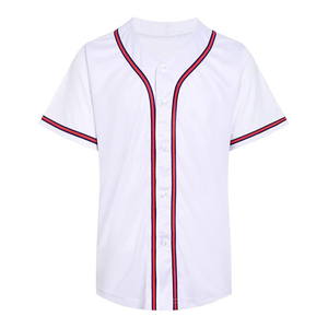 Camiseta de Béisbol Blanca de Manga Corta con Botones al Frente, Unisex, Transpirable, de Poliéster, Ropa Deportiva para Adultos - Product Image 1