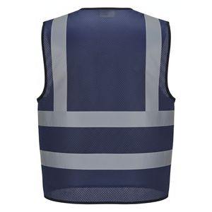 Gilet de travail réfléchissant pour homme avec poches, respirant, en maille, fermeture éclair, vêtement d'extérieur décontracté pour l'été - Product Image 6