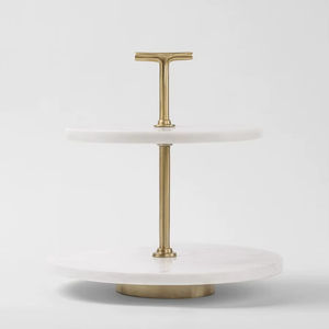 Élégant support à gâteau en marbre style ferme, plateau de présentation de desserts naturel pour la cuisine et la table à manger - Product Image 1