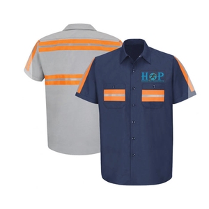 Chemise de travail réfléchissante personnalisée à manches courtes pour homme, uniforme respirant en polyester, chemises de mécanicien de garage personnalisées, vêtements OEM - Product Image 3