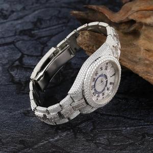 Montre automatique de luxe en acier inoxydable, sertie de diamants et de moissanite, mouvement suisse, résistante à l'eau, pour la vente en gros aux entreprises - Product Image 3