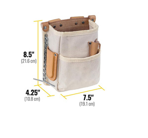 Canvas Waterproof High-Capacity <b>Tool</b> <b>Backpack</b> with Leather Accents OEM 4-Pocket Belt Holster Chain Tape Thong for Electricians - Product Image 5