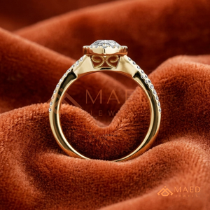 Gold Plated Pear Cut Halo Engagement <b>Ring</b> Women Twisted <b>Split</b> Shank Pave Band American Diamond CZ Wedding <b>Ring</b> - Product Image 3