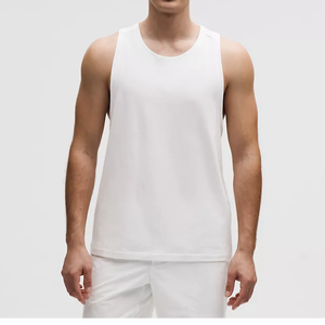Men's <b>White</b> Sleeveless Tank <b>Top</b> Stand Collar Printed Casual Knitted Cotton Breathable Washed Embroidery Sporty Fit Workout Wear - Product Image 5