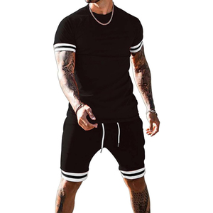 Conjunto de Verano para Hombre, Fabricante de Camisetas y Pantalones Cortos Cargo de 2 Piezas, Algodón Casual, OEM, Logotipo Personalizado, Venta al Por Mayor - Product Image 2
