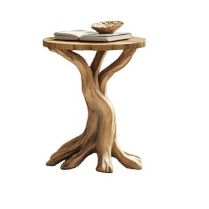 Mesa redonda artesanal, mesa de madera maciza, mesa rústica para sala de estar, decoración del hogar con MOQ bajo - Product Image 1