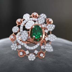 Bague de luxe en or rose avec grand motif floral et accents de diamants pour les cadeaux de mariage et de fête pour femmes - Product Image 3