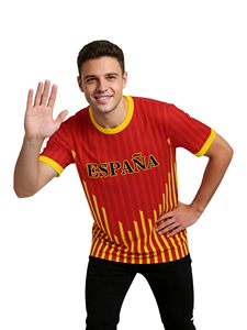 Maillot de football pour homme à manches courtes, col rond, imprimé par sublimation, rayé rouge et jaune, en polyester, vêtements de sport - Product Image 5