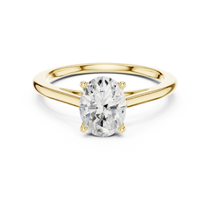 Bague de fiançailles ovale plaquée or jaune de luxe pour femme, élégante, minimaliste, pour mariage, promesse, anniversaire, cadeau de bijoux - Product Image 2