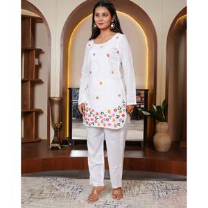 มิชตี้ชุดคุร์ตาผ้าฝ้ายสีขาวลำลองสำหรับผู้หญิง ระบายอากาศได้ดี แขนยาว ไซส์ XS สำหรับฤดูใบไม้ผลิ/ฤดูร้อน - Product Image 6