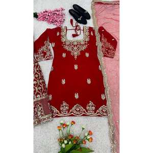 Ensemble de costumes fantaisie pour femmes de créateur-Dupatta et Sharara pour la fête - Product Image 5