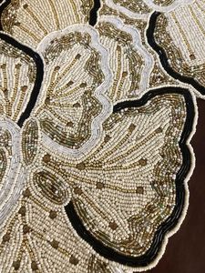 Embroidered Floral Table Runner Beige Brown Pattern Luxury Home Decor Washable Polyester - Product Image 5