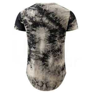 Camiseta Tie Dye para Hombre, Manga Corta, Cuello Redondo, Corte Regular Informal, Tejido Largo con Patrón, Negro y Blanco - Product Image 2