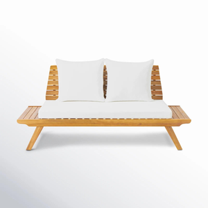 Canapé d'extérieur avec dossier à lattes et structure en teck pour la décoration de meubles de maison - Product Image 3