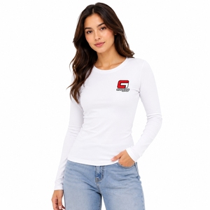 T-shirt à manches longues pour femmes de luxe, qualité supérieure en coton, vêtements décontractés avec logo personnalisé, service OEM, taille OEM, étiquette privée - Product Image 1