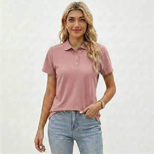Polo uni pour femme en coton doux, confortable, décontracté, idéal pour le bureau, léger, à manches courtes, pour l'été, avec service OEM - Product Image 3