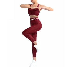 Custom Logo Print Quick Dry Good Service <b>Top</b> Trendy Best Quality Reasonable Price Gym Fitness Active Wear High Waist Yoga Set - Product Image 2