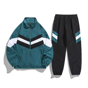 Conjunto Deportivo de Dos Piezas para Hombre, Estilo Casual, Chaqueta Cortavientos Holgada con Parches y Pantalones con Cintura Elástica - Product Image 5
