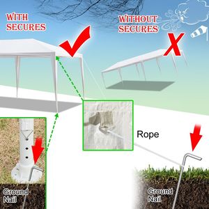 Tenda per Feste di Matrimonio 9m X 3m in PE Non Tessuto, Struttura in Ferro Verniciato, per Esterni, Bianca - Product Image 4