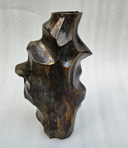 Modern Handmade Metal Tabletop <b>Vase</b> Geometric Design Textured Finish Black Decorative Art Piece - Product Image 4