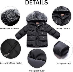 Custom Packable <b>Men's</b> Black <b>Hooded</b> 100% Down Puffer Jacket with <b>Fur</b> Trim Windproof Winter <b>Coat</b> 200g-250g Zipper Casual - Product Image 2
