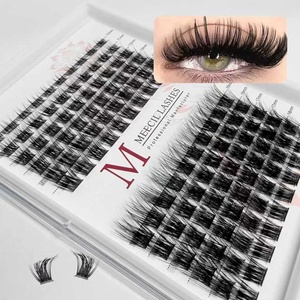 Cils en grappes DIY personnalisables en <span class=keywords><strong>cheveux</strong></span> synthétiques faits à la main, 12 rangées, kit d'extension <span class=keywords><strong>de</strong></span> cils avec colle et fixateur, marque privée - Product Image 5