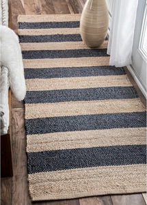 Striped Handmade Low Pile Jute Area <b>Rug</b> Natural Black Eco-Friendly Modern <b>Boho</b> Carpet Medium Thickness for Living Room Home - Product Image 3