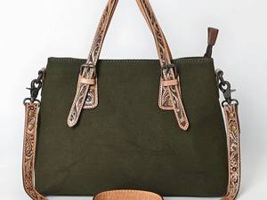 Green <b>Canvas</b> Tote <b>Bag</b> Women Western Two Shoulder Handbag <b>Crossbody</b> Purse Vintage Boho Fashion Water Resistant - Product Image 3