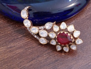 Broche vintage en or et rubis, motif paon, sertie de diamants taille poire, unisexe, luxe, argent 925, mariage, fiançailles, bijoux Amaira - Product Image 3