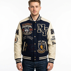 Chaqueta Varsity de Alta Calidad para Hombre, Bordado Chenille, Mangas de Cuero, Chaqueta Varsity Personalizada con Letras de Béisbol, Chaquetas de Colegio - Product Image 6