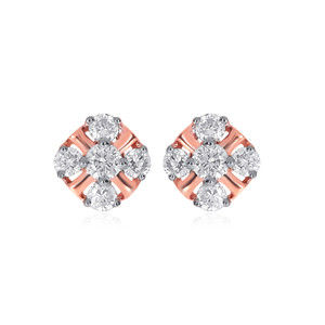 Pendientes de Diamantes Artefact Central Spark, Oro Rosa, Diamantes Naturales de Corte Redondo, Diseño Clásico - Product Image 1