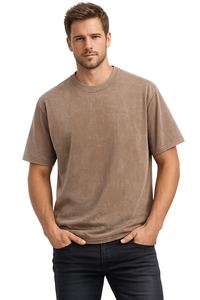 T-shirt en coton violet surdimensionné OEM ODM pour homme, manches courtes, col rond, décontracté, couleur unie, coupe jersey, longueur standard, teint uni, le meilleur - Product Image 5