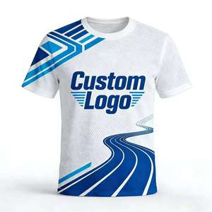 T-shirt à manches courtes pour homme avec logo personnalisé, motif géométrique, impression par sublimation, col rond, séchage rapide, coupe sportive régulière - Product Image 2