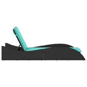 Tumbona de ratán sintético negra de 23.6x80.7x28.7 con cojín - Product Image 5