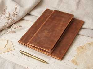 Elegant Genuine Leather Menu Holder 2 Fold Restaurant Menu Cover Wholesale Custom Menu Booklet Wine List <b>Folder</b> ALM-0069B - Product Image 6