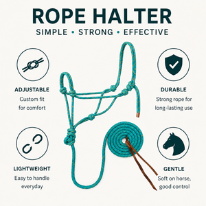 Harnais de cheval en corde de qualité supérieure avec corde de trelage |   Ajustable, durable, léger |   Équipement d'entraînement équestre pour chevaux, utilisation quotidienne - Product Image 5
