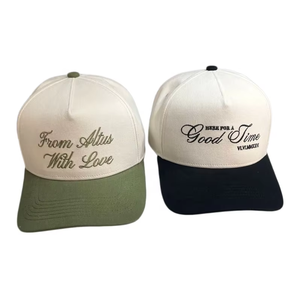 Casquettes de baseball rétro personnalisées pour mariage, respirantes, imperméables, brodées en cursive, à deux tons olive, unisexes, pour invités de fête - Product Image 5