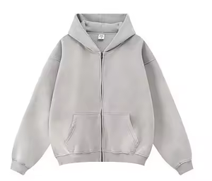 Custom Logo <b>Plain</b> <b>Hoodie</b> Men Light Grey Solid Oversized Drop Shoulder Heavyweight 320GSM Fleece Hooded Sweatshirt - Product Image 1