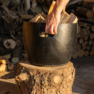 Cesta de goma reciclada hecha a mano y duradera para troncos de madera, maceta de estilo clásico para interiores y exteriores, procedente de Vietnam. - Product Image 3