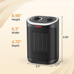 Stufa Elettrica Portatile in Ceramica PTC da 1500W con Termostato, 3 Modalità, Riscaldamento Rapido in 2 Secondi, Piccola Stufa Elettrica per Interni - Product Image 3