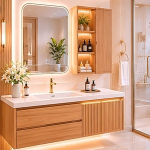 Meuble-lavabo OEM pour projets immobiliers – Meuble-lavabo mural moderne et étanche pour le développement d'appartements - Product Image 1