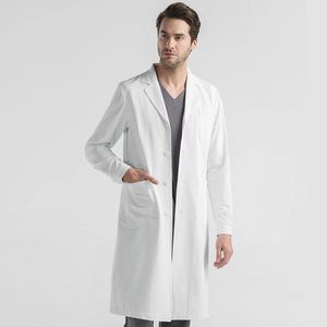 Bata de laboratorio blanca tejida unisex, uniforme de hospital, bata de médico con 3 bolsillos, cierre a presión, detección de agujas, fusión sin costuras - Product Image 6