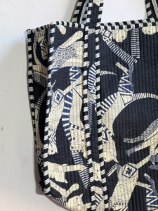 Bohemian Style Cotton <b>Tote</b> <b>Bag</b> Panelled Design Open Top All Seasons Shopping <b>Bag</b> Blue Patterned Women's <b>Bag</b> - Product Image 2