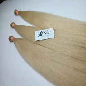 100% Human Hair Straight/Curly/Wavy I tip hair extensions Customized Colors using Renewable Eco-friendly Packaging