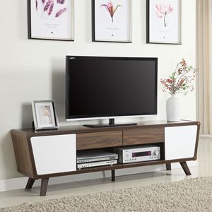 Supporto Console TV 2 porte in noce scuro e bianco lucido - Product Image 1