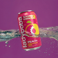 Lady Boba Bursting Popping Flavored Boba Sprankelende Thee met Zakjes 310ml Geblikte Perzik Druif Fruitdrank
